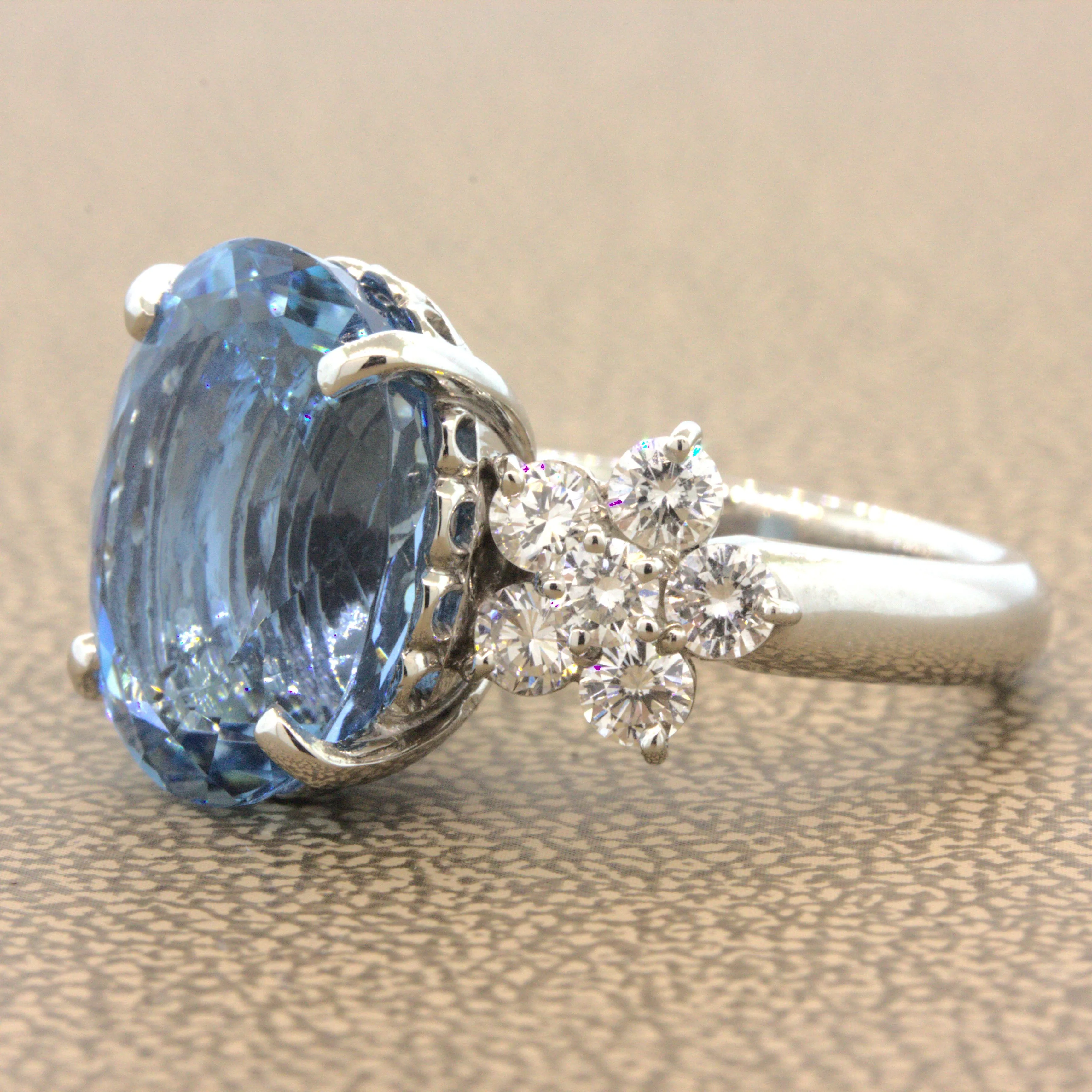 Magnificent Aquamarine Diamond Platinum Ring