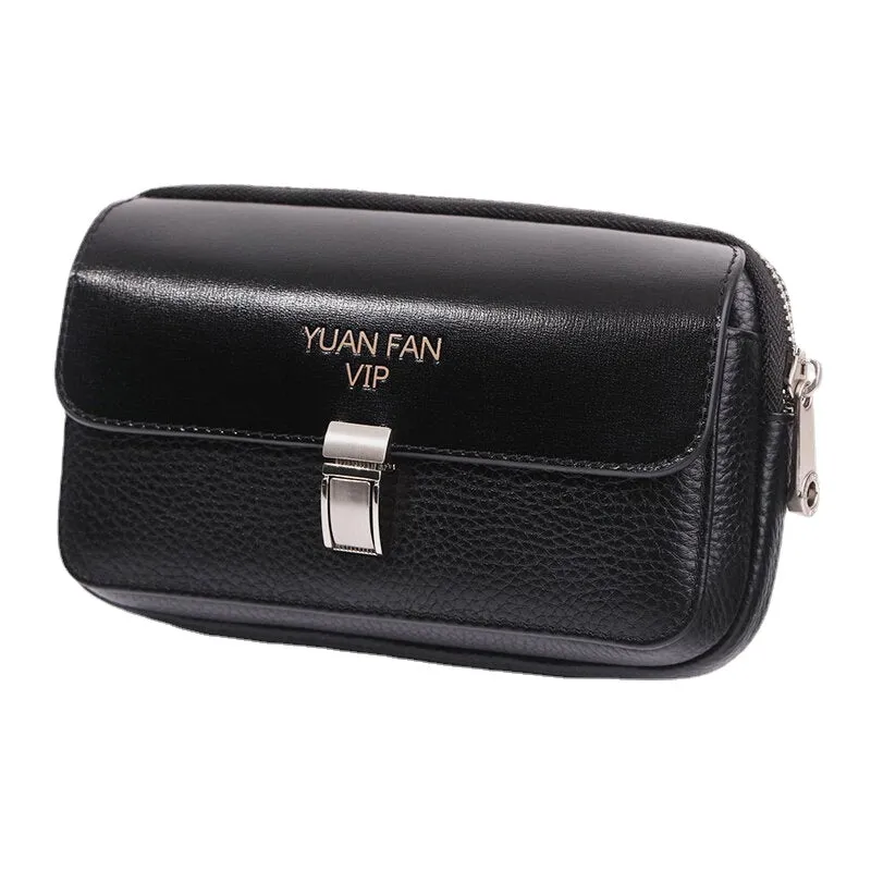 Men Retro Horizontal Soft Leather Multifunction Large Capacity 6/6.5 Inch Phone Bag Belt Waist