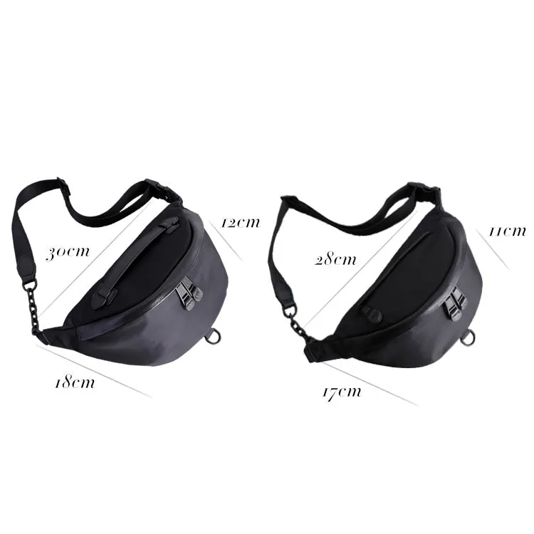 Mens Black Nylon Leather Fanny Pack Nylon Chest Bag Black Womens Hip Bag Nylon Waist Bag For Women