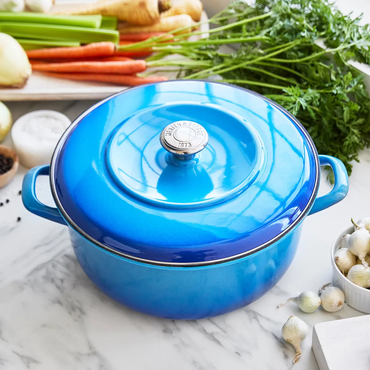 Merten & Storck Enameled Iron 1873 Dutch Oven, 7-Quart | Azure Blue