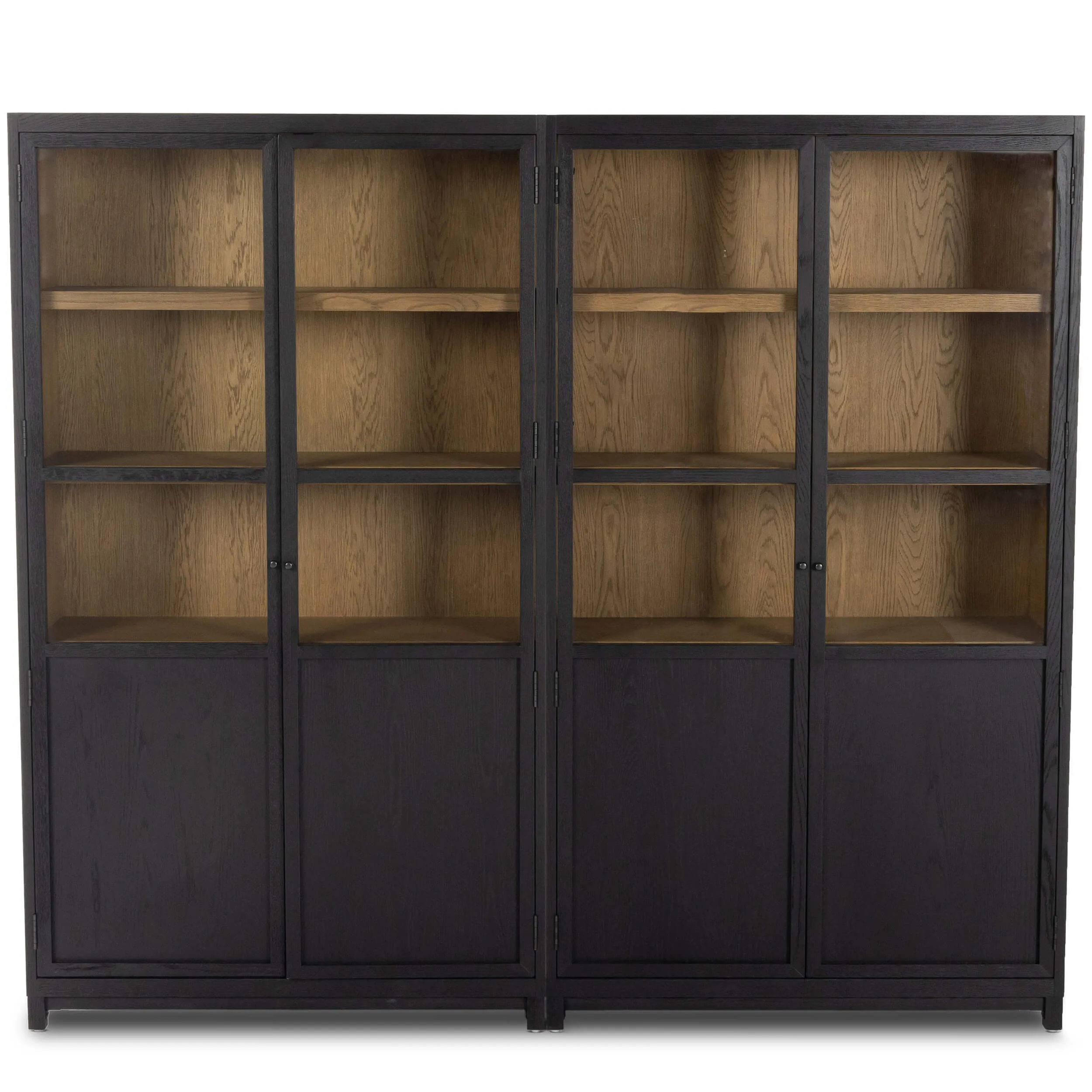 Millie Panel and Glass Door Double Cabinet, Drifted Matte Black