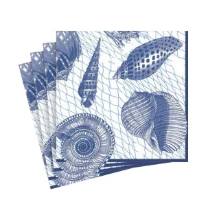 Netting and Shells Blue Beverage Napkins