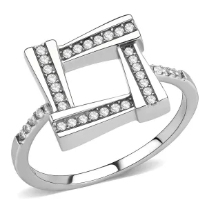 No Plating Stainless Steel Ring with AAA Grade CZ in Clear for Women Style DA341