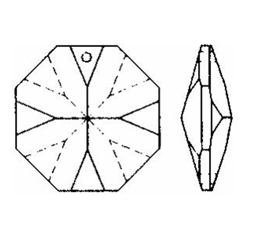 Octagon Crystal 14mm Clear Prism with One Hole on Top