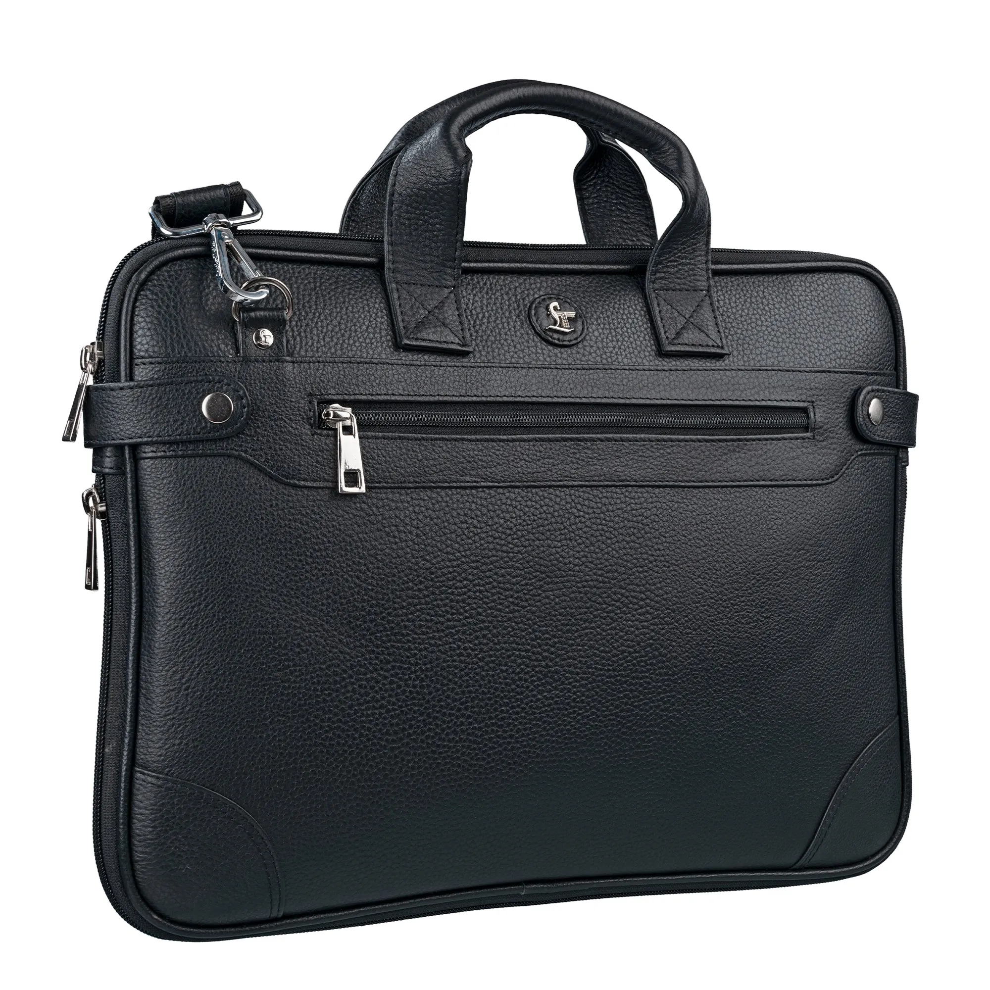 Office Folio Bag  III |Leather Office Bag | Laptop bag for Men |  Floater Black