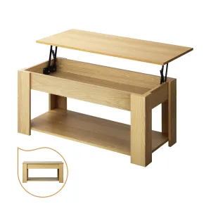 Oikiture Coffee Table Lift Up Top Modern Tables Hidden Book Storage Natural