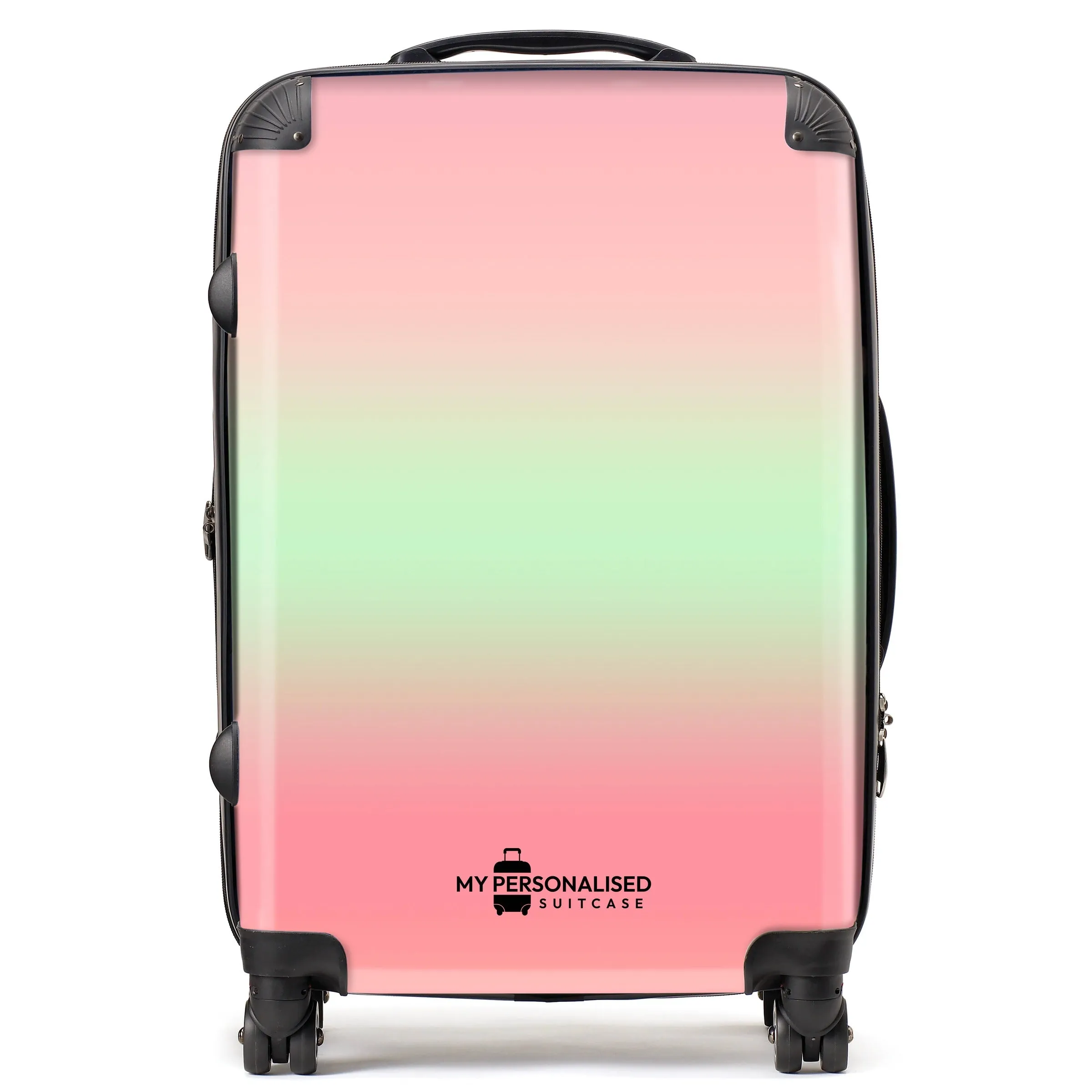 Personalised Pastel Pink and Green Ombre Gradient Suitcase