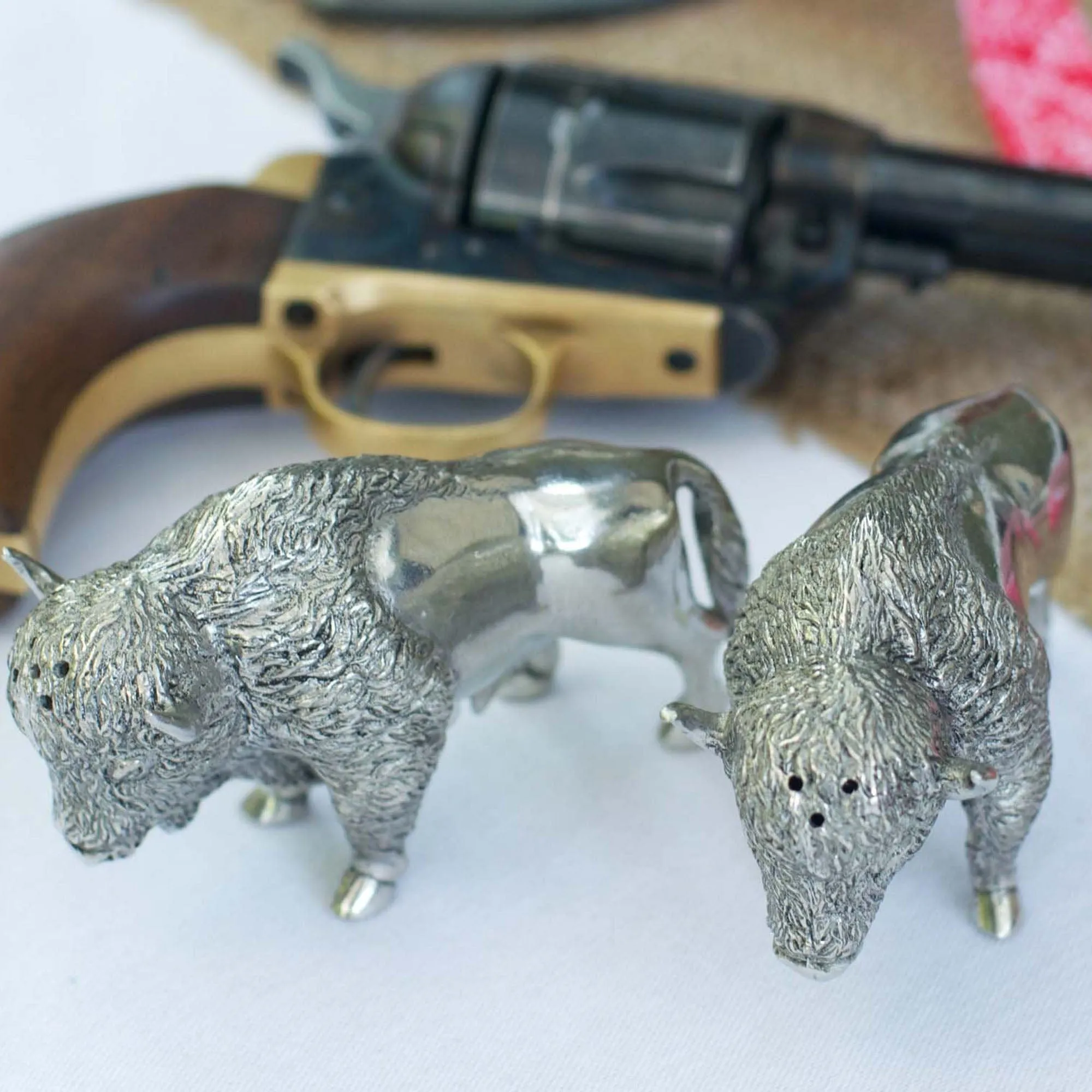 Pewter Bison Salt & Pepper Set