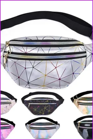 Plaid Hologram Fanny Pack Waist Bag F1043