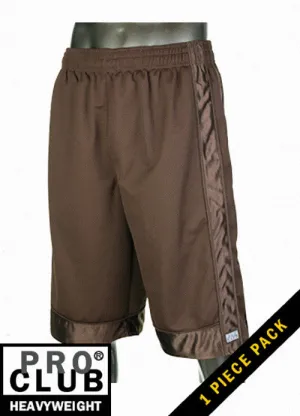 Pro Club Men's Heavyweight Dark Brown Mesh Shorts