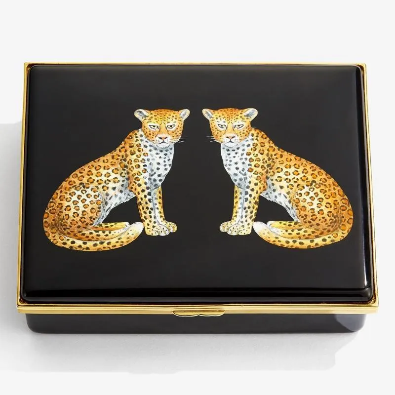 "Twin Leopard" Prestige Enamel Box