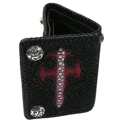 Red Stingray Gothic Cross Biker Chain Wallet