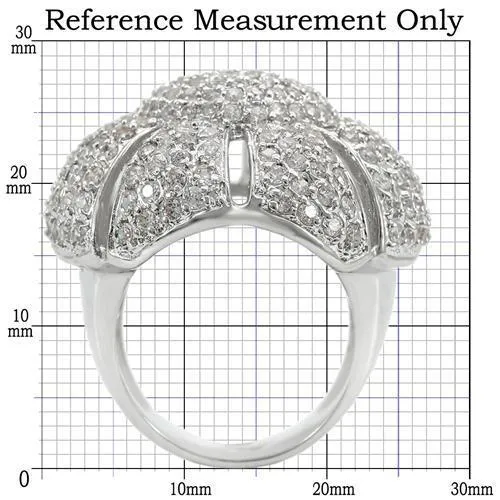 Rhodium Brass Ring with AAA Grade CZ in Clear for Women Style 0W349