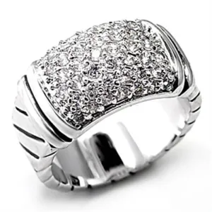 Rhodium Brass Ring with AAA Grade CZ in Clear for Women Style 7X080