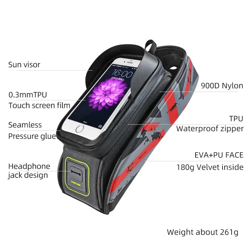 ROCKBROS Rainproof Bike Frame Bag with Touchscreen Phone Case | MTB & Road Cycling Accessory