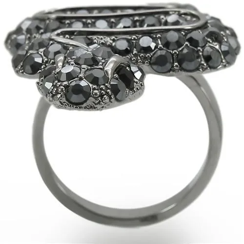 Ruthenium Brass Ring with Top Grade Crystal in Jet for Women Style 0W282