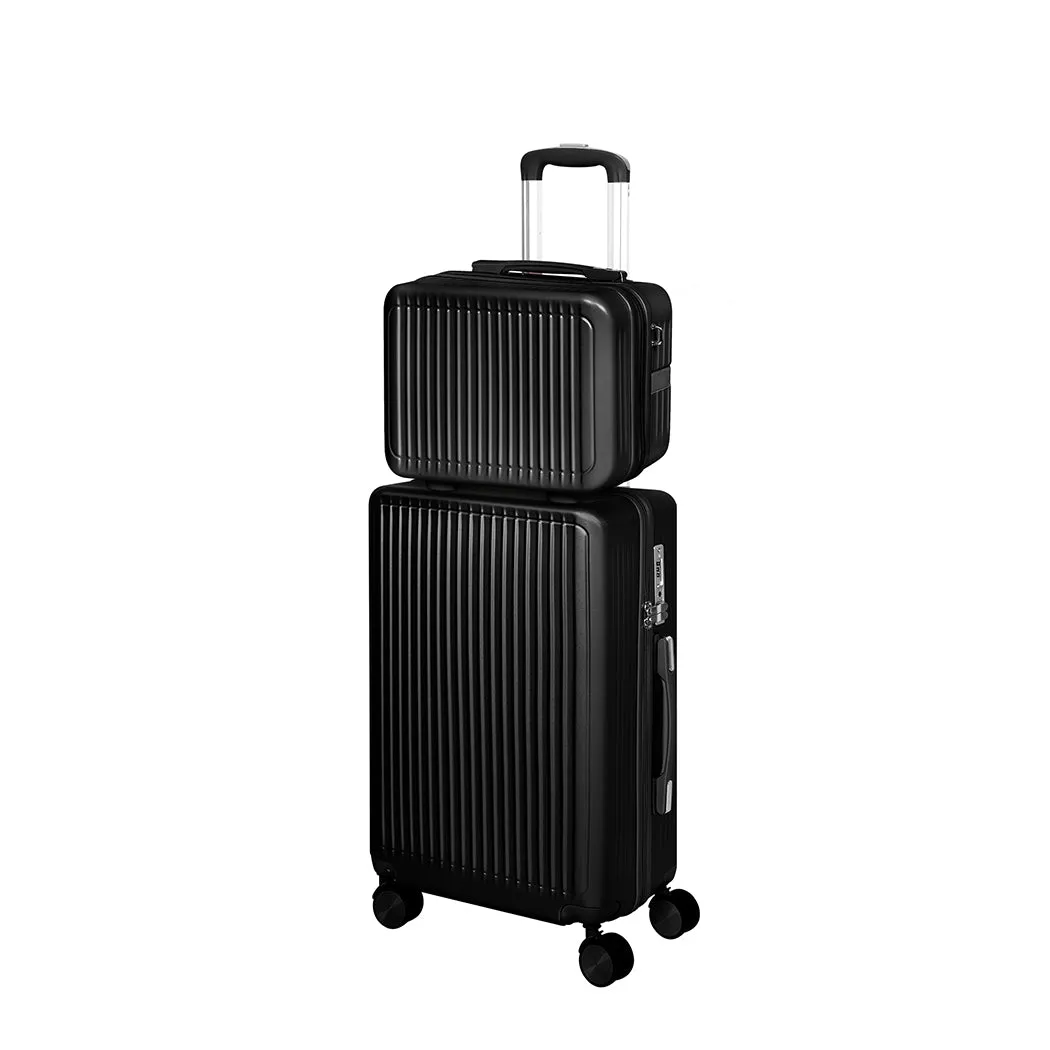 Slimbridge Luggage Suitcase Trolley Black 2pc 14" 20"