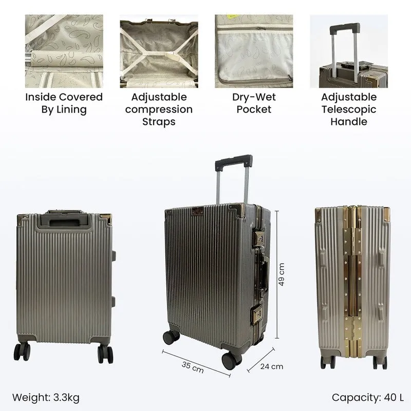 Small Cabin Trolley Bag - Lightweight, Water Resistant | Polycarbonate Shell | 40L | Mineral Gold