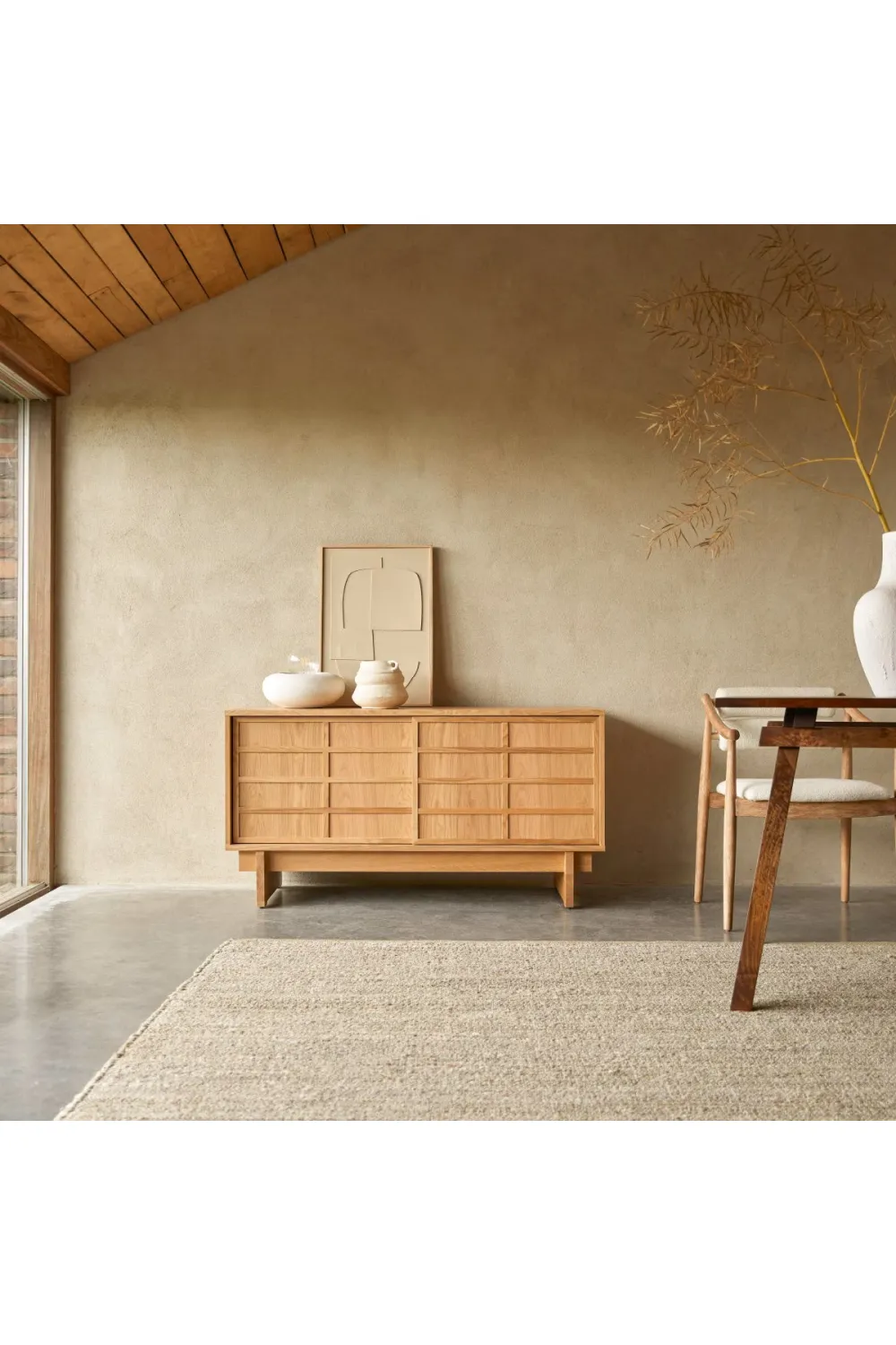 Solid Oak Japandi Sideboard | Tikamoon Miu