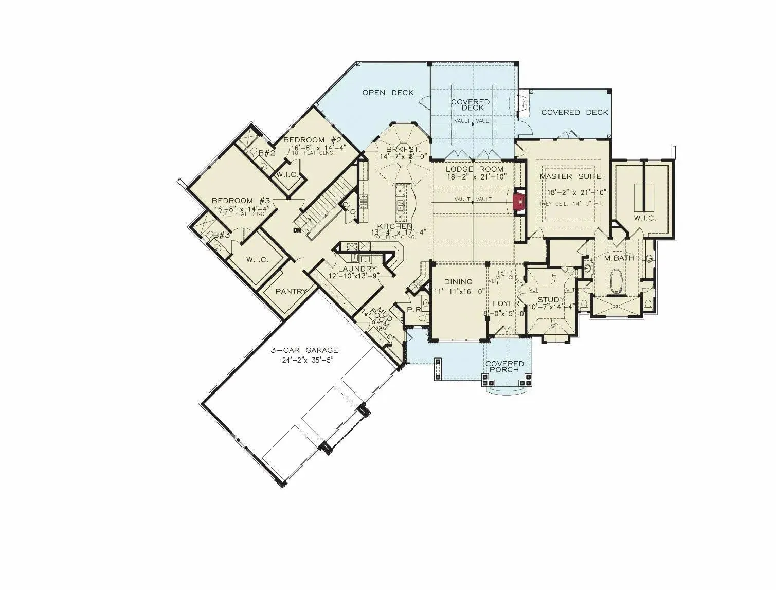 Spacious 3-Bedroom Home Plan with Expansive Basement and Garage