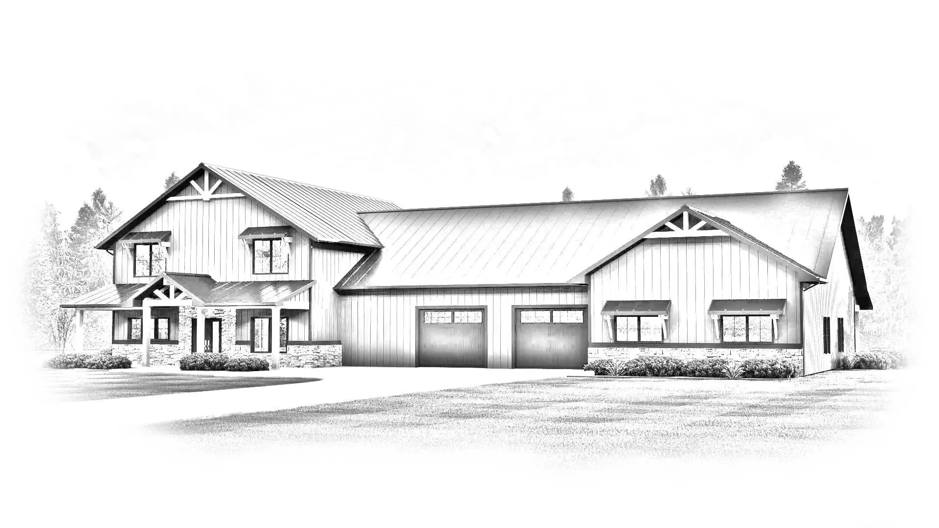 Spacious Barndominium Style Home Plan with 4 Bedrooms and comfortables spaces