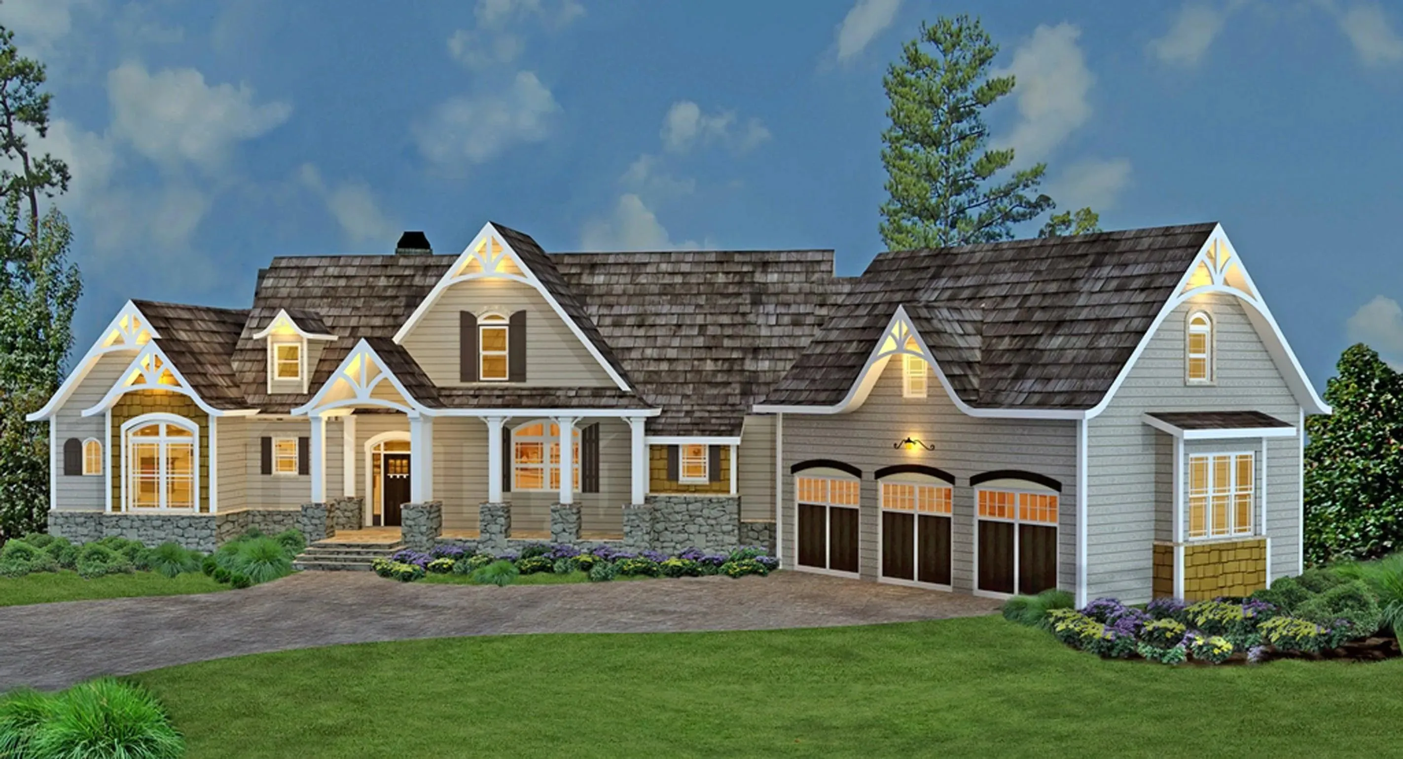 Spacious Home Plan with 3 Bedrooms, Bonus Room, and Courtyard Garage