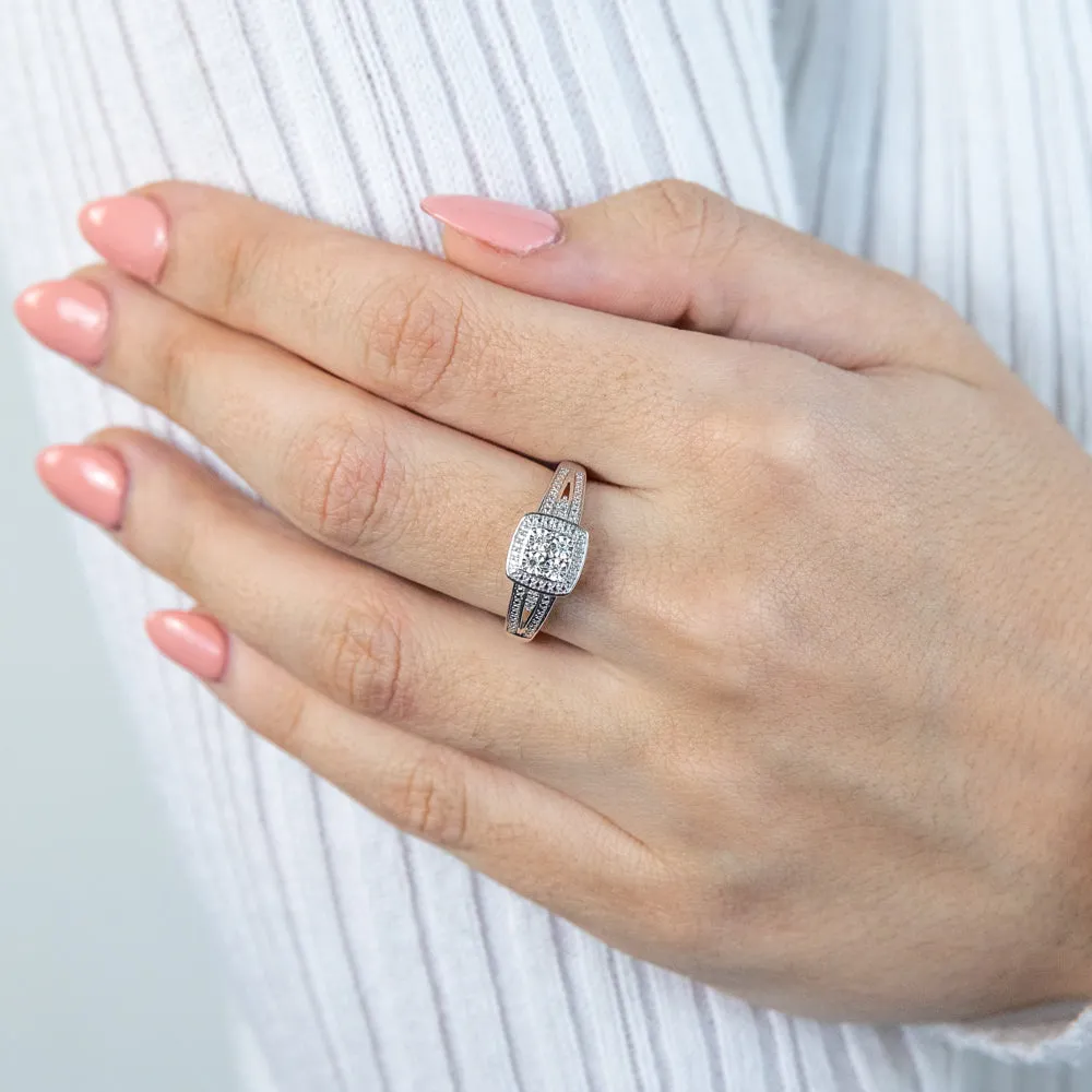 Sterling Silver Striking Diamond Ring