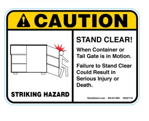 STRIKING HAZARD- Container Stickers - 5" x 7"