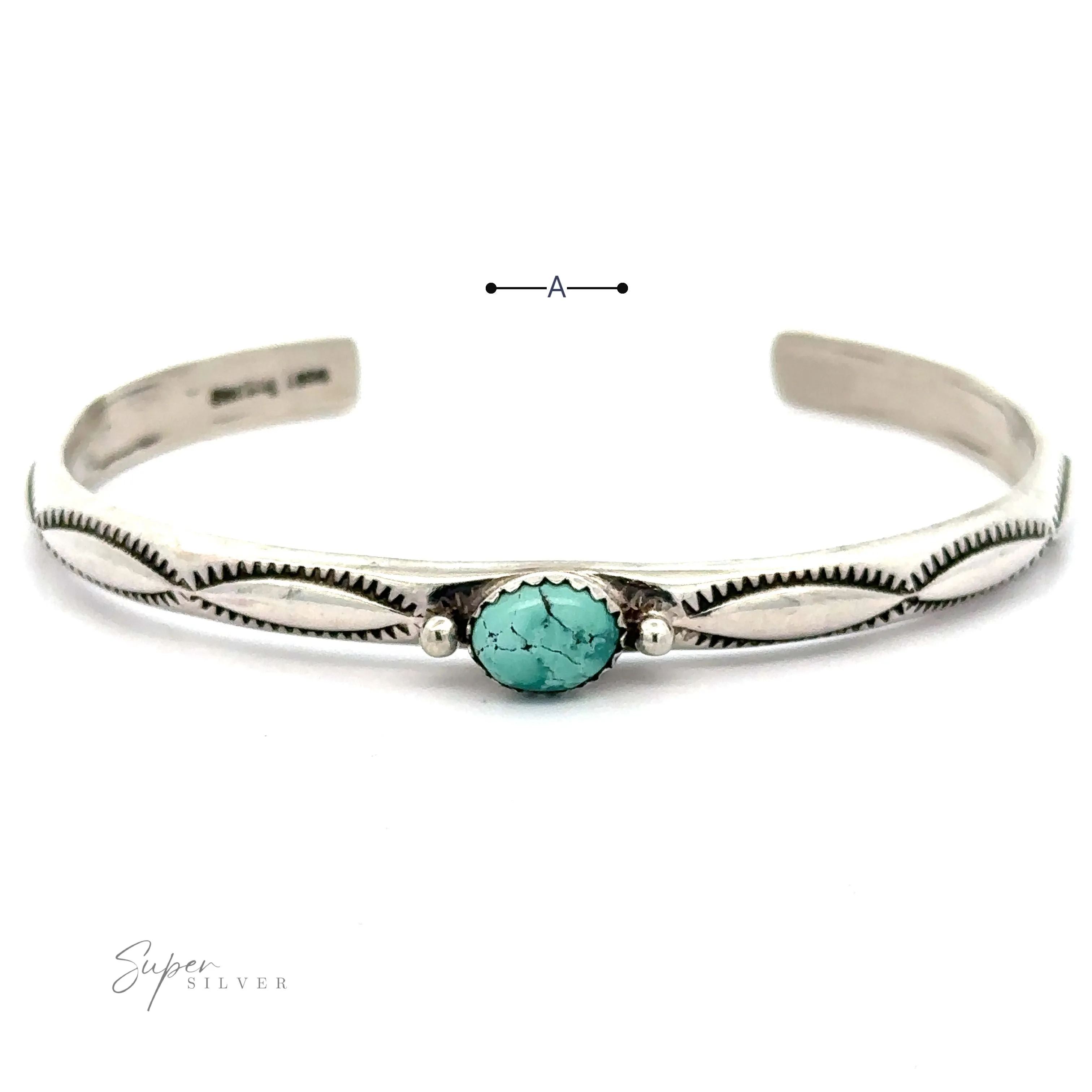 Striking Native American Turquoise Cuff with Diamond Etching