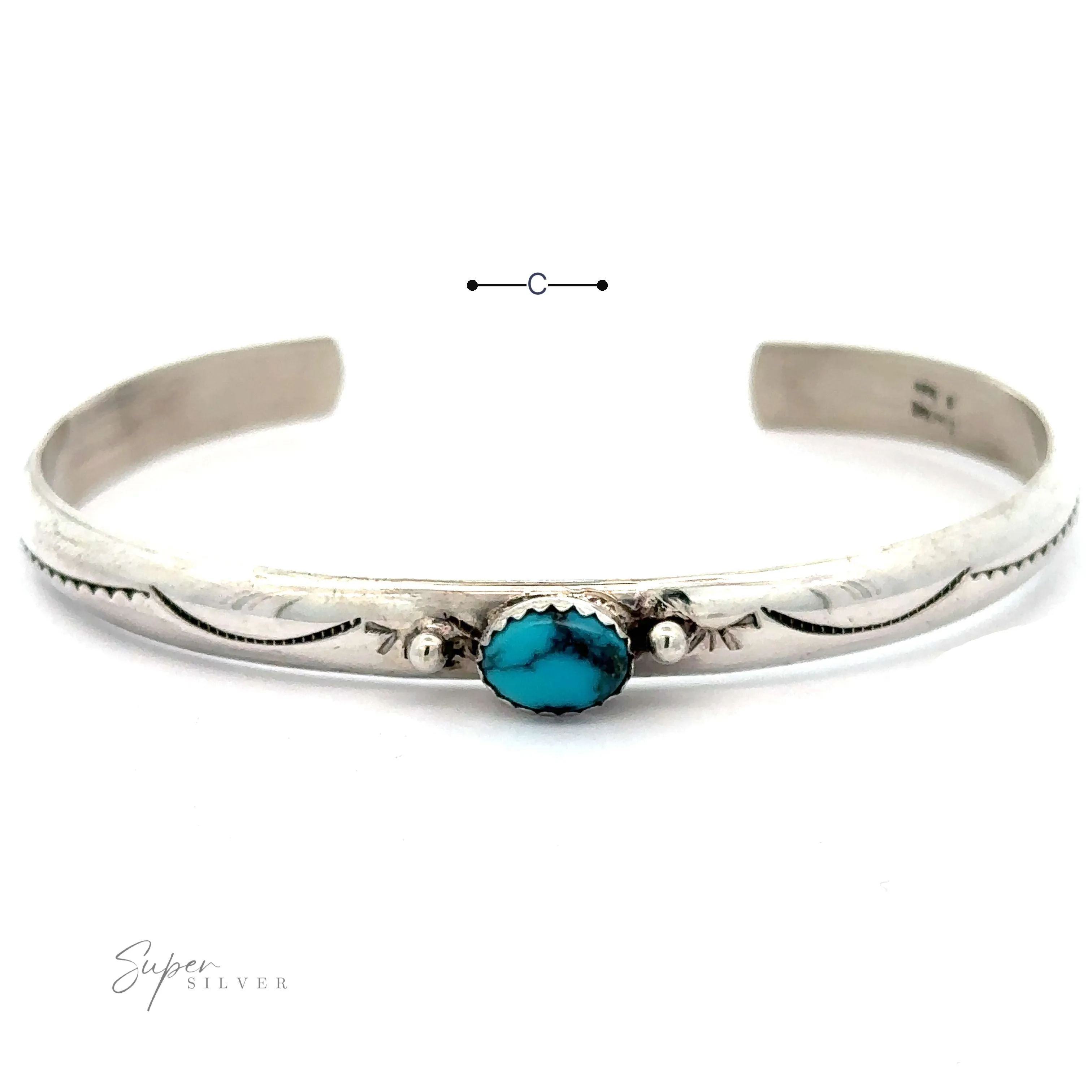 Striking Native American Turquoise Cuff with Diamond Etching