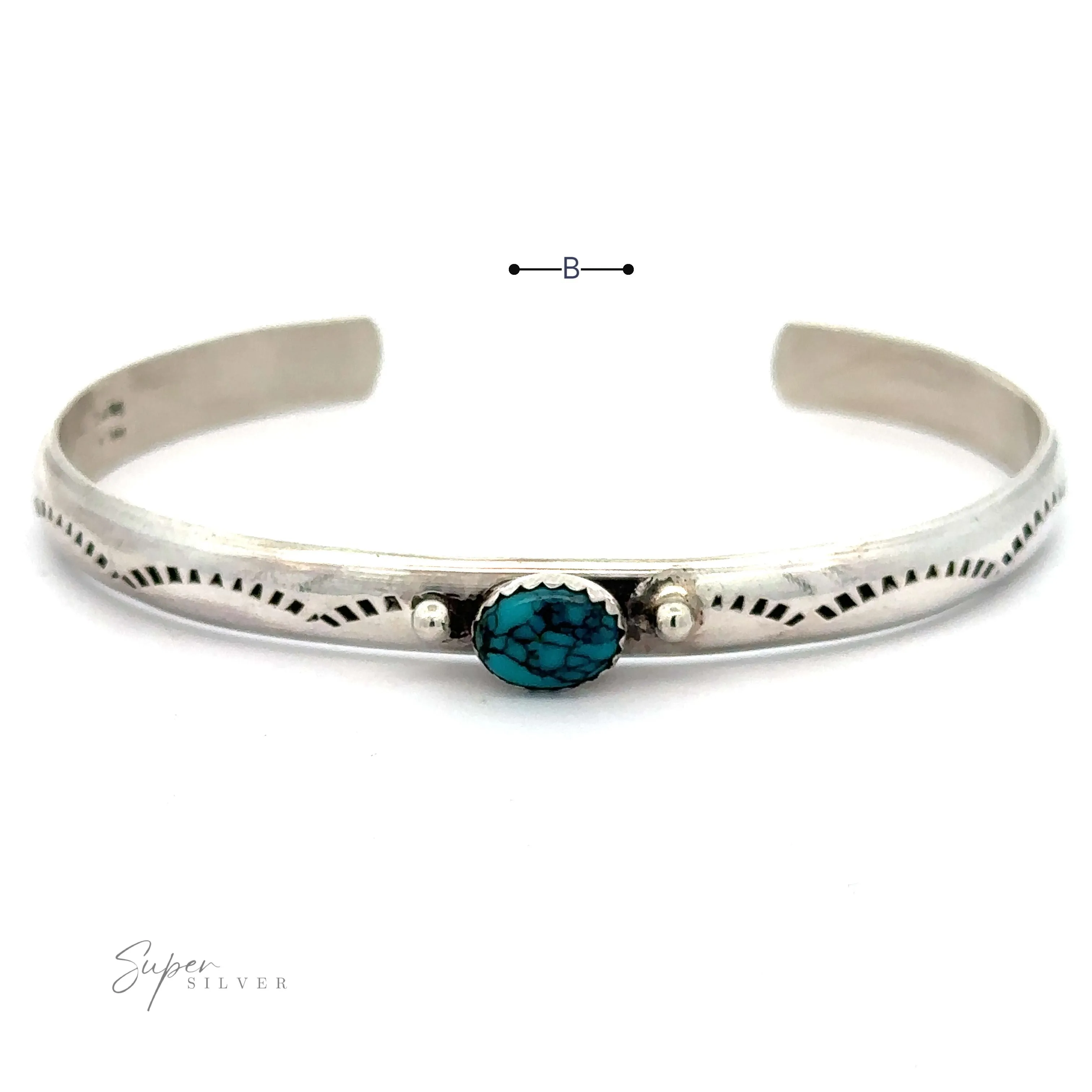 Striking Native American Turquoise Cuff with Diamond Etching