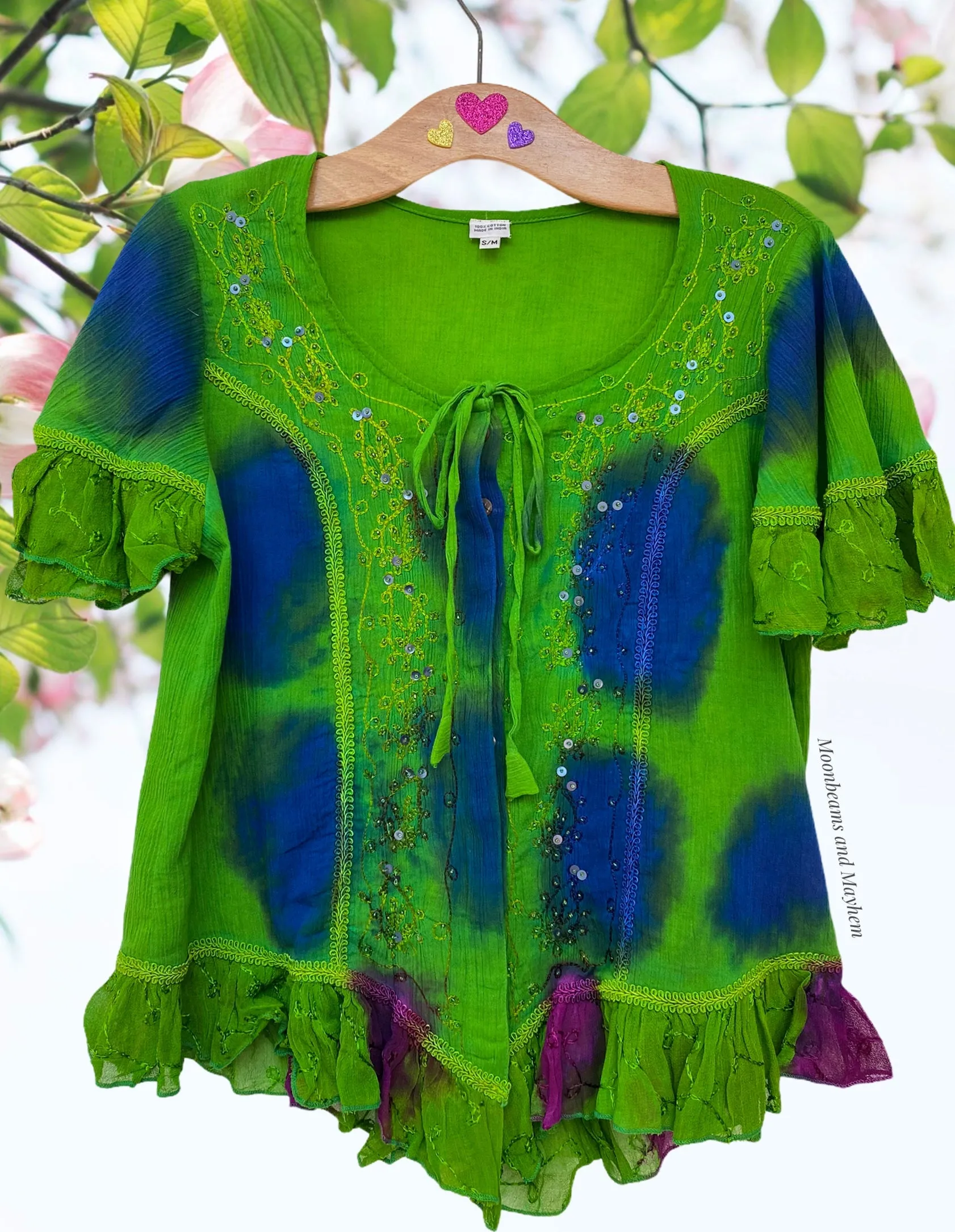 STRIKING WILD GREEN KAYSHA BLOUSE M / L