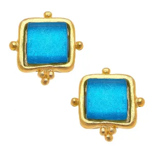 Susan Shaw Madeline Stud Earrings in Classic Blue