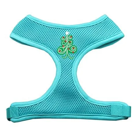 Swirly Christmas Tree Screen Print Soft Mesh Harness Aqua Extra Large