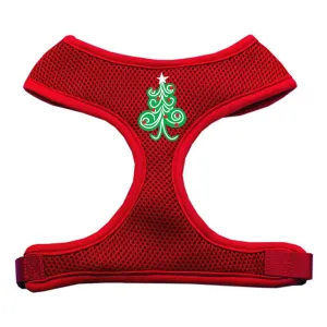 Swirly Christmas Tree Screen Print Soft Mesh Harness Red Small