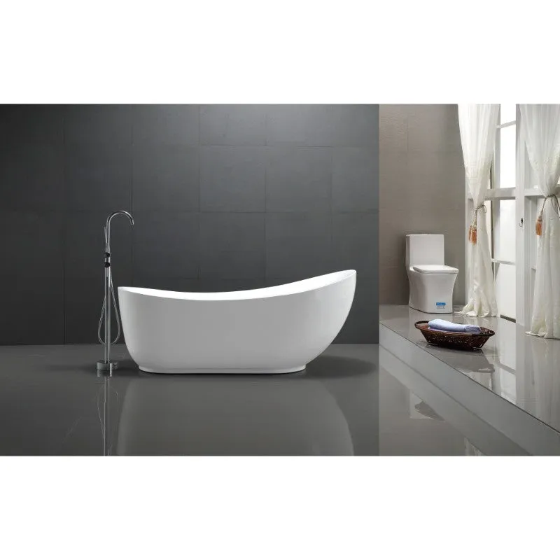 Talyah 70.8" Acrylic Freestanding Bathtub in Glossy White