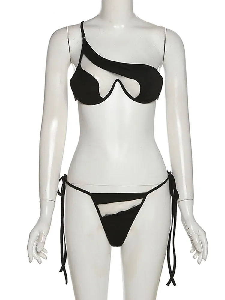 TEEK - Mesh Bandage Patchwork Swimwear/Clubwear