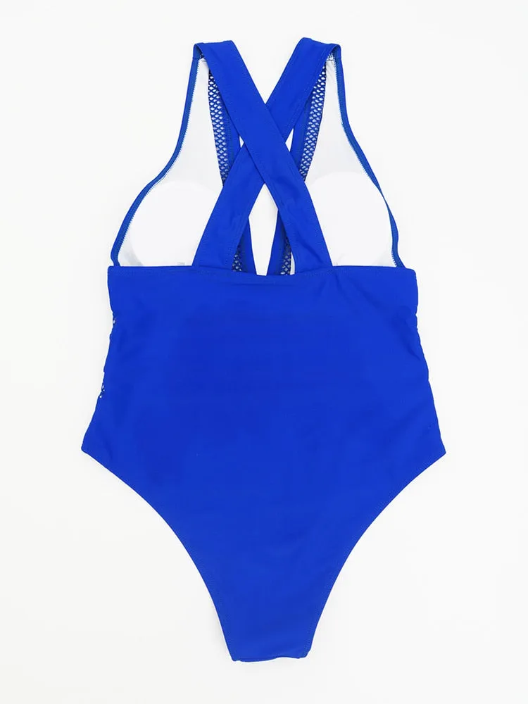 TEEK - Mesh V-Neck Monokini Swimsuit