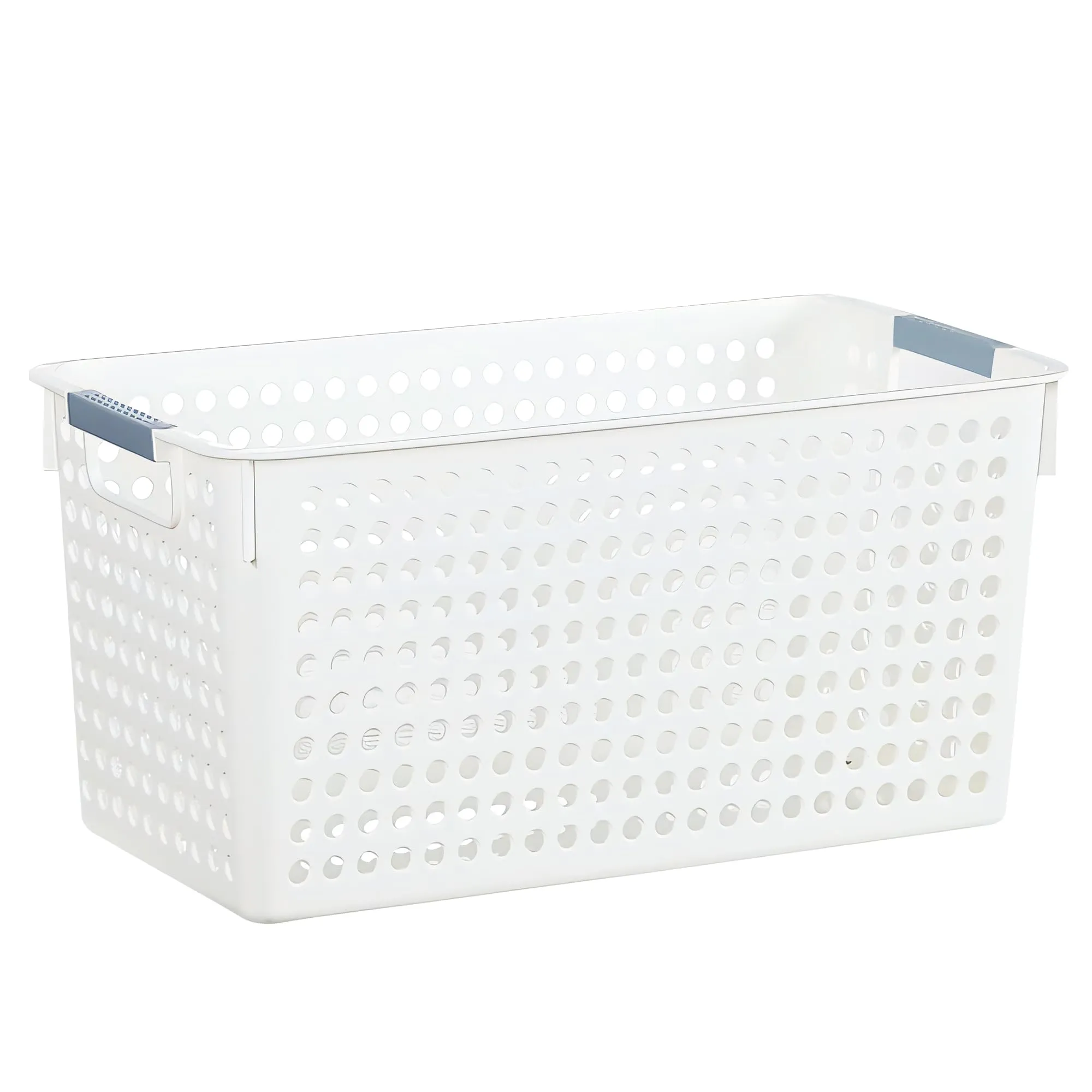 The Better Home Shelf Basket For Storage | Storage Baskets | Storage Organizer | Basket For Clothes With Handle | Plastic Basket | Baskets For Organizing | Multipurpose | Rectangular | White