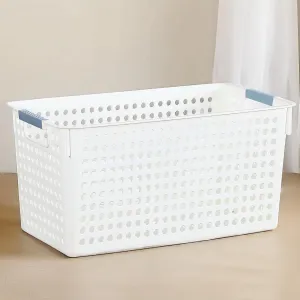 The Better Home Shelf Basket For Storage | Storage Baskets | Storage Organizer | Basket For Clothes With Handle | Plastic Basket | Baskets For Organizing | Multipurpose | Rectangular | White