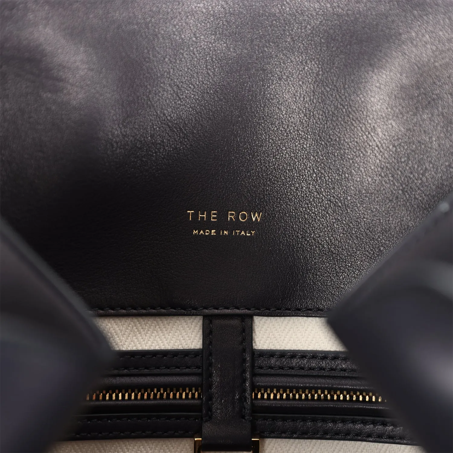 The Row Soft Margaux 15 Bag Black Saddle Gold Hardware