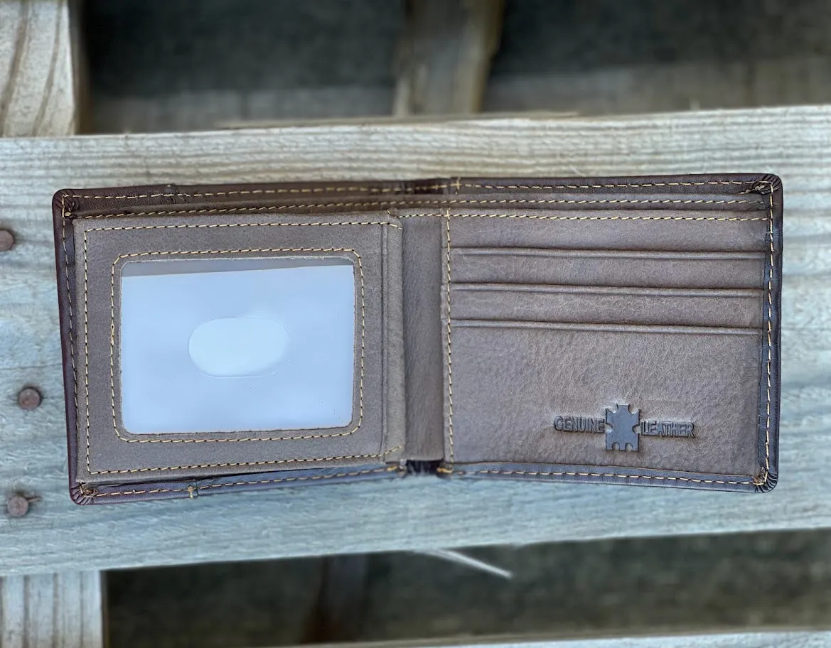 Top Notch Accessories 50100-1CF Coffee Praying Cowboy w/Brown Inlay Bi-Fold Wallet