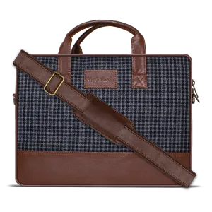 Vegan & Tweed Laptop Sling Bag Retro Black Checks