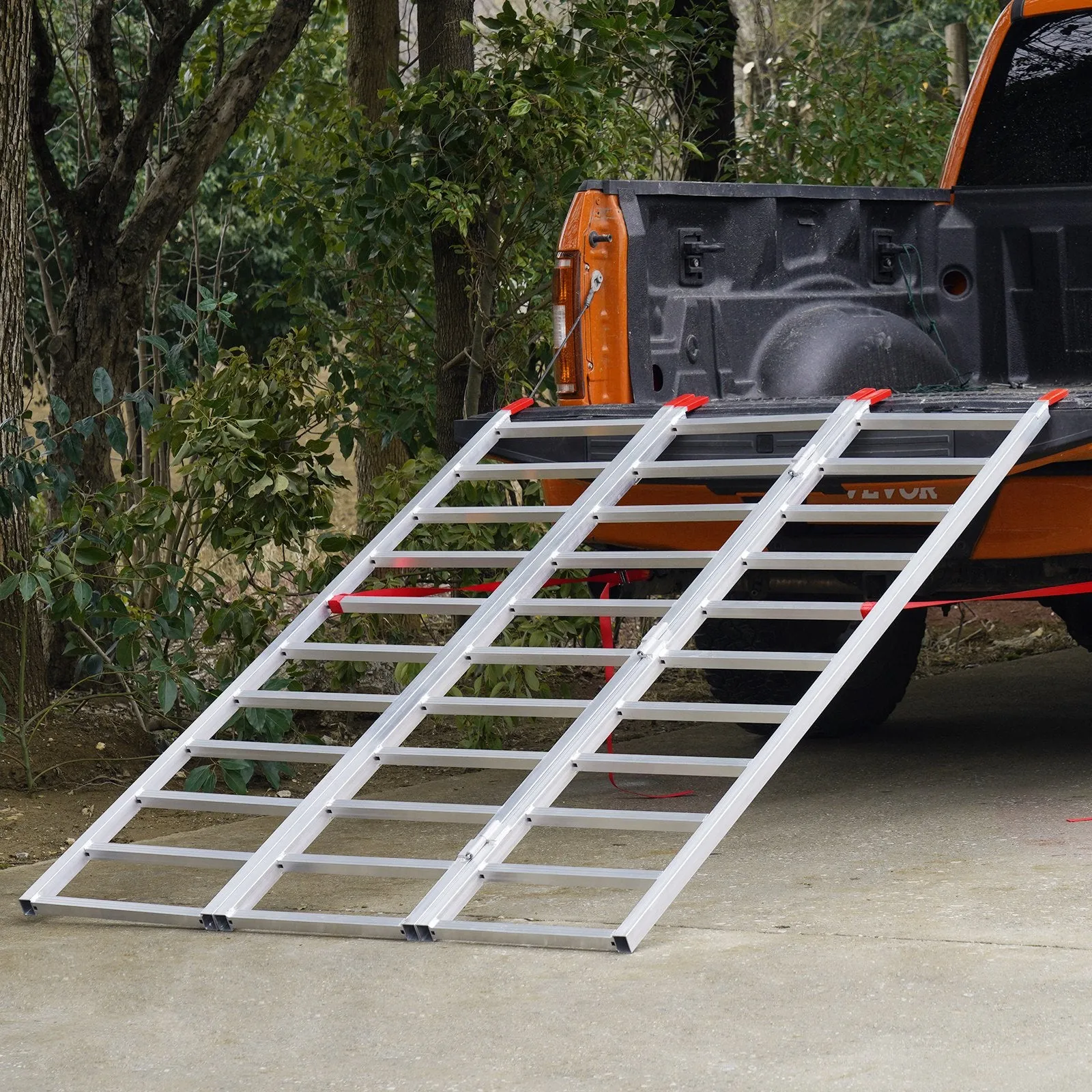 Vevor Aluminum Ramp 1500 lbs Capacity 77" x 24" Tri-Fold Load Straps New