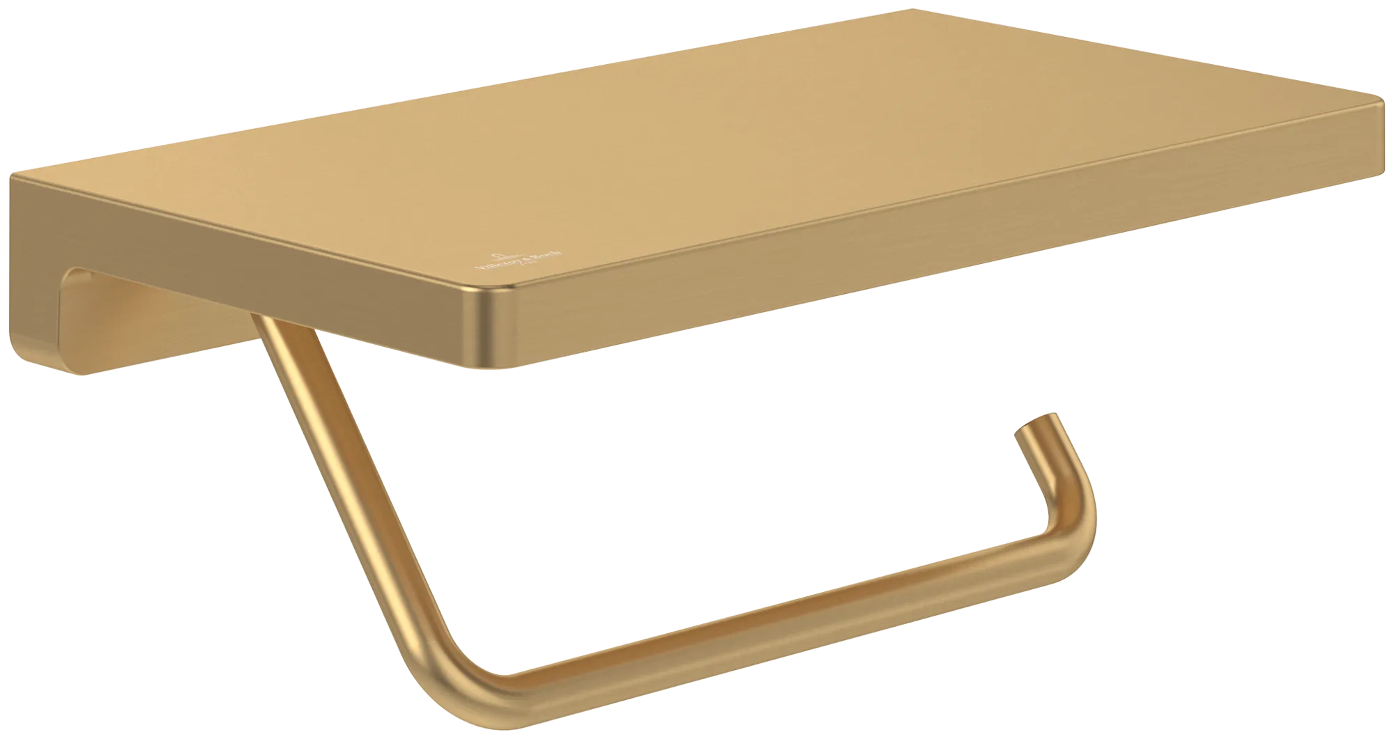 Villeroy & Boch Elements Striking Toilet Roll Holder with Shelf Brushed Gold