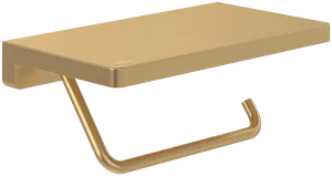 Villeroy & Boch Elements Striking Toilet Roll Holder with Shelf Brushed Gold