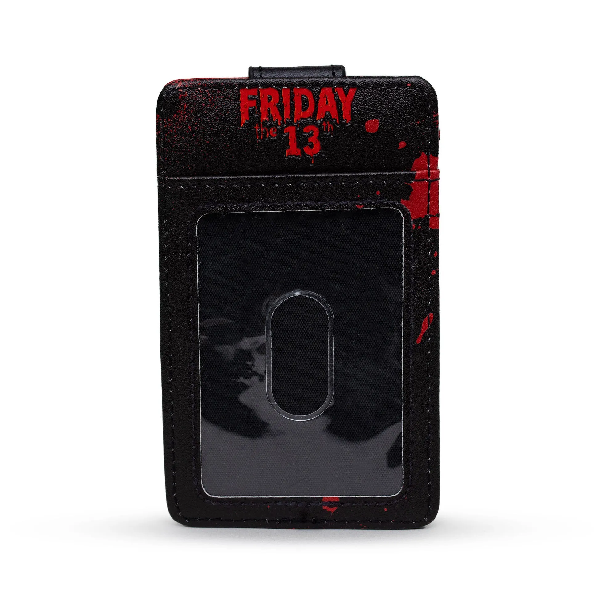 Warner Bros. Horror Movies Wallet, Character Wallet ID Card Holder, Friday the 13th Jason Hockey Mask Black Red, Vegan Leather