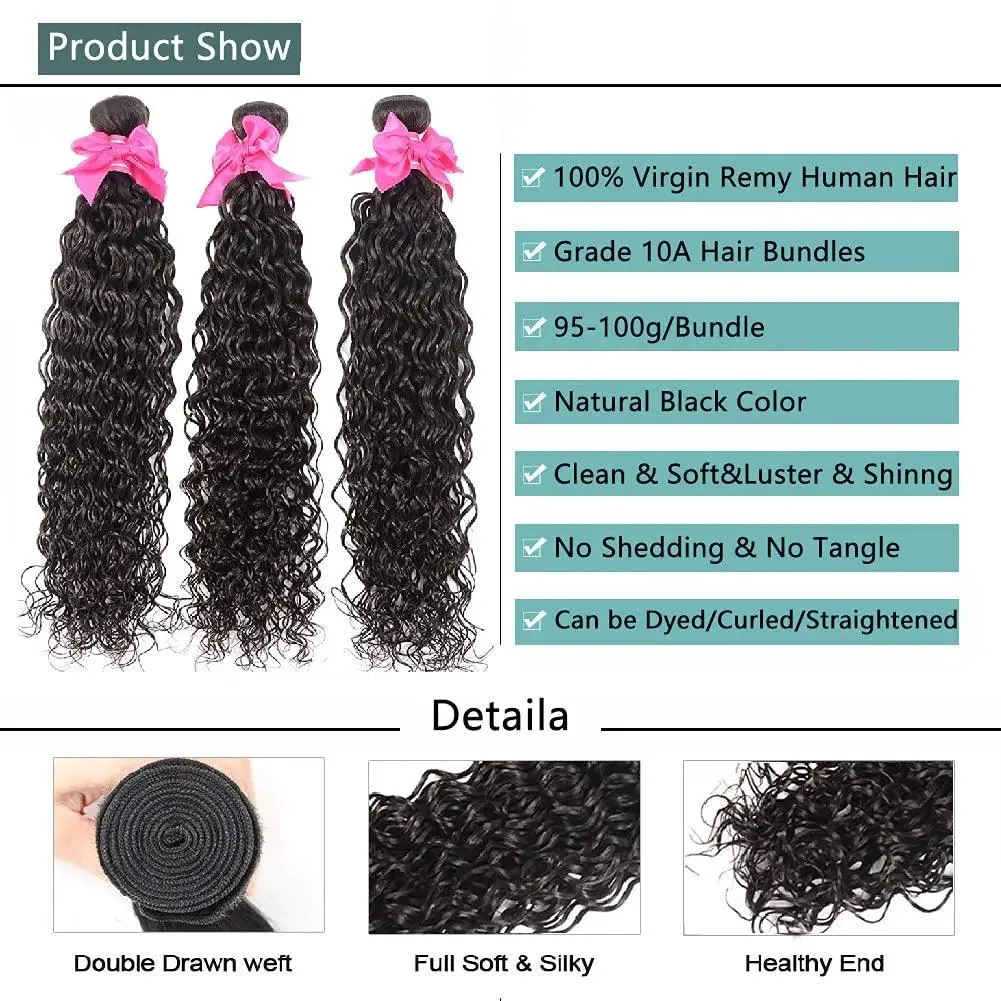 Water Wave Curly Deep Brazilian Hair Bundles: Luxury Grade Virgin Hair