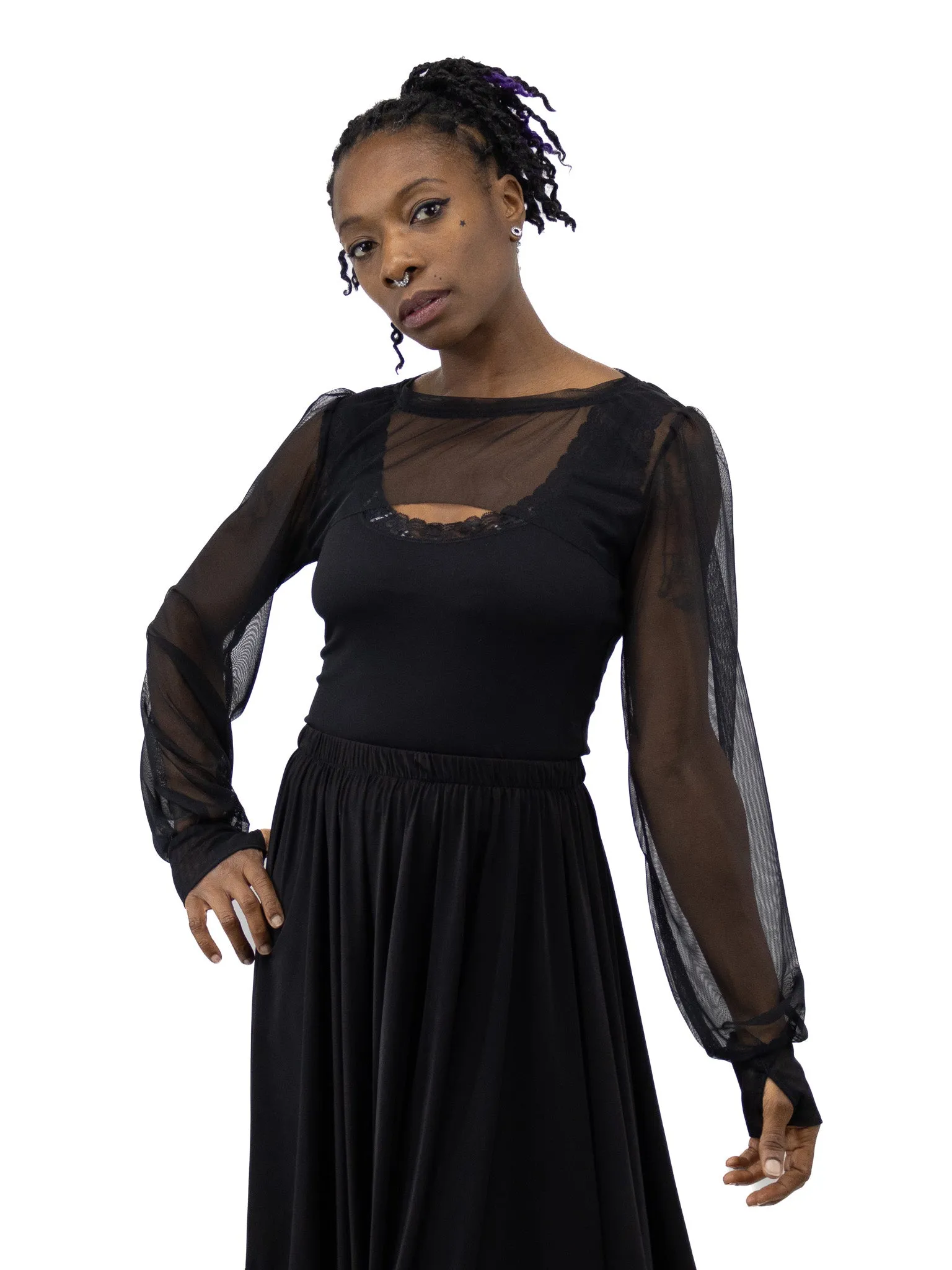 Wicked Crop Puff Sleeve Top- Black HANDMADE