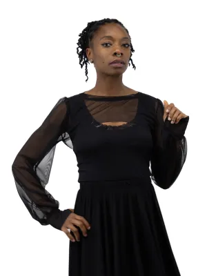 Wicked Crop Puff Sleeve Top- Black HANDMADE